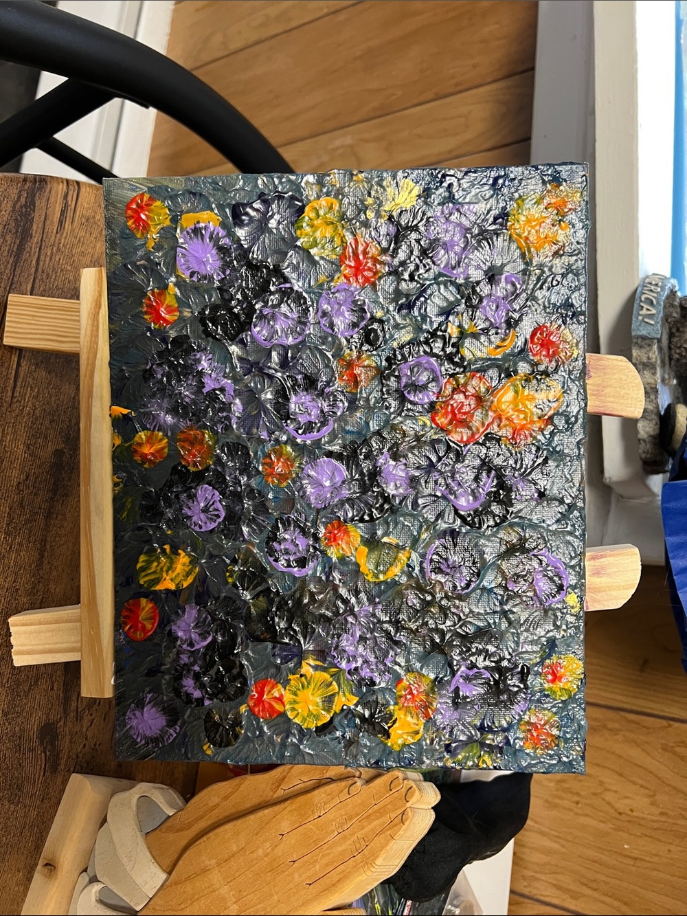 Abstract Floral Texture Wall Art in Purple, Yellow & Orange